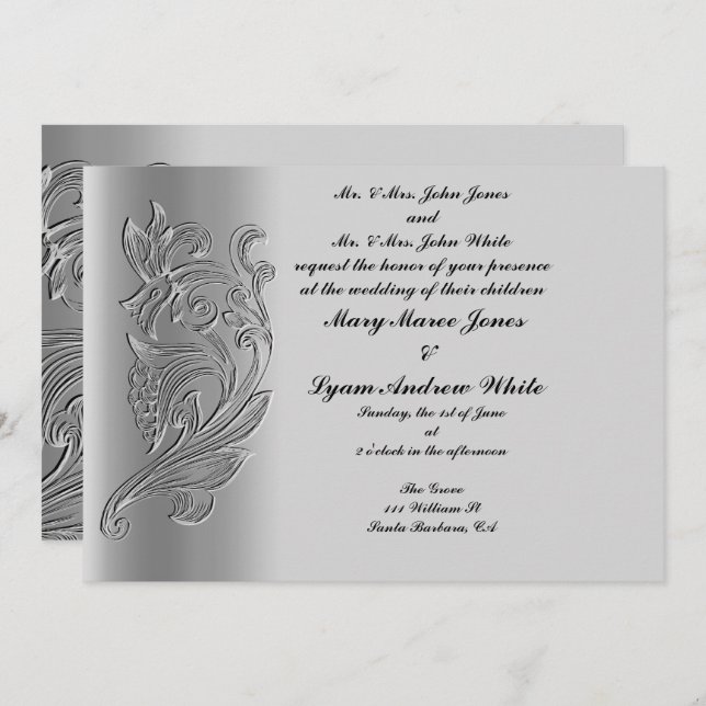 Embossed Classic Wedding Einladung (Vorne/Hinten)