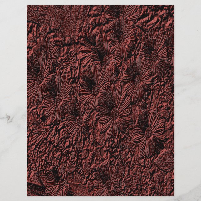 Embossed Daisies Burgundy Floral Scrapbook (Vorderseite)
