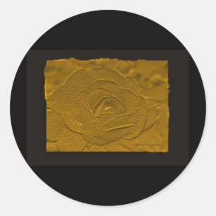 Embossed Deep Gold Rose Runder Aufkleber