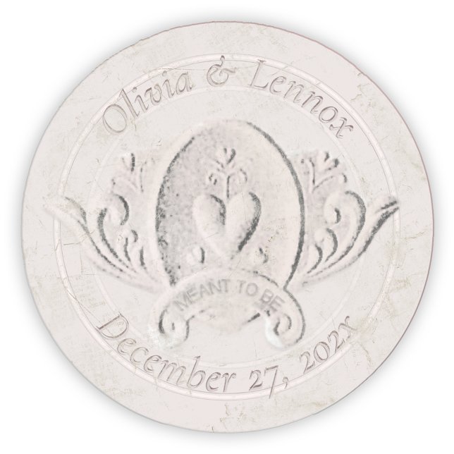 Embossed Emblem Vintage Wedding Date Names Runder Aufkleber (Von Creator hochgeladen)
