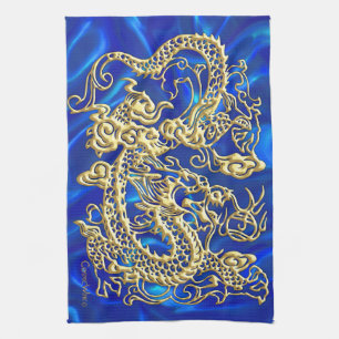 Embossed Gold Dragon Geschirrtuch