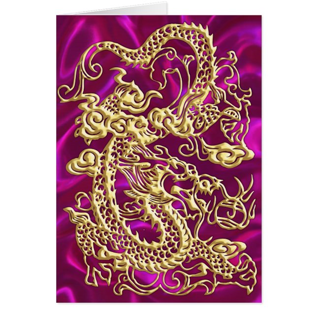 Embossed Gold Dragon Magenta Satin Print (Vorne)