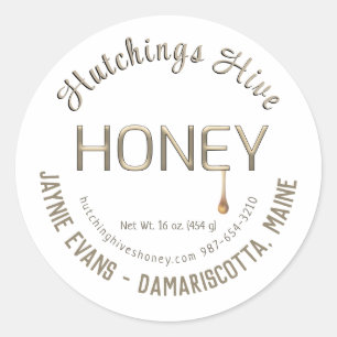 Embossed Gold Drilling Honey Dark Gold Script Runder Aufkleber