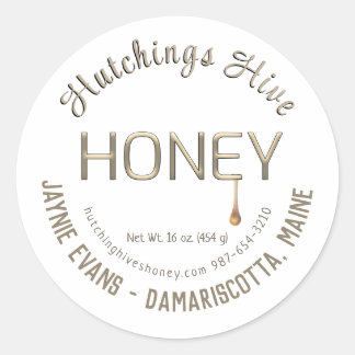 Embossed Gold Drilling Honey Dark Gold Script Runder Aufkleber
