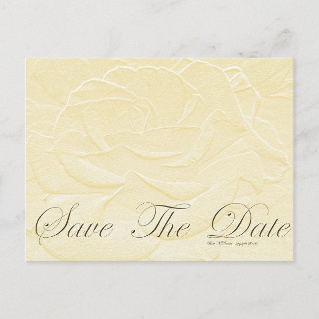 Embossed Gold Rose Save the Date Ankündigungspostkarte (Vorderseite)