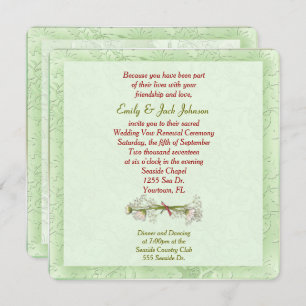 Embossed Green Wedding Vow Erneuerung Einladung