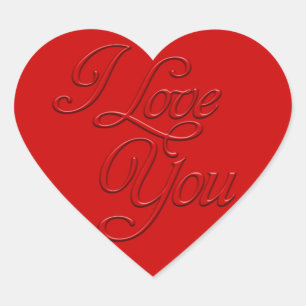 Embossed I Liebe You Heart Herz-Aufkleber
