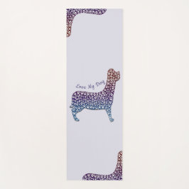 Embossed Indigo Gradient Paw Print Dog Outline Yogamatte