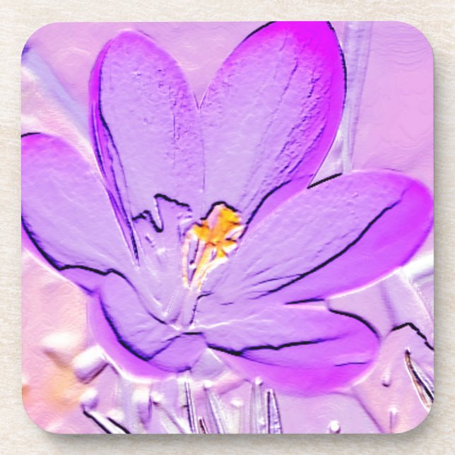Embossed Lila Crocus Untersetzer (Vorderseite)