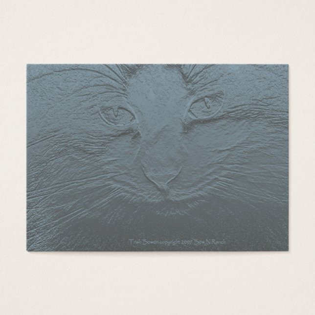 Embossed Look Cat Face Gray Blue (Vorderseite)