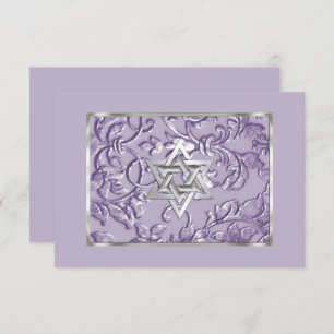 Embossed Look Damask Lavender mit Star Einladung