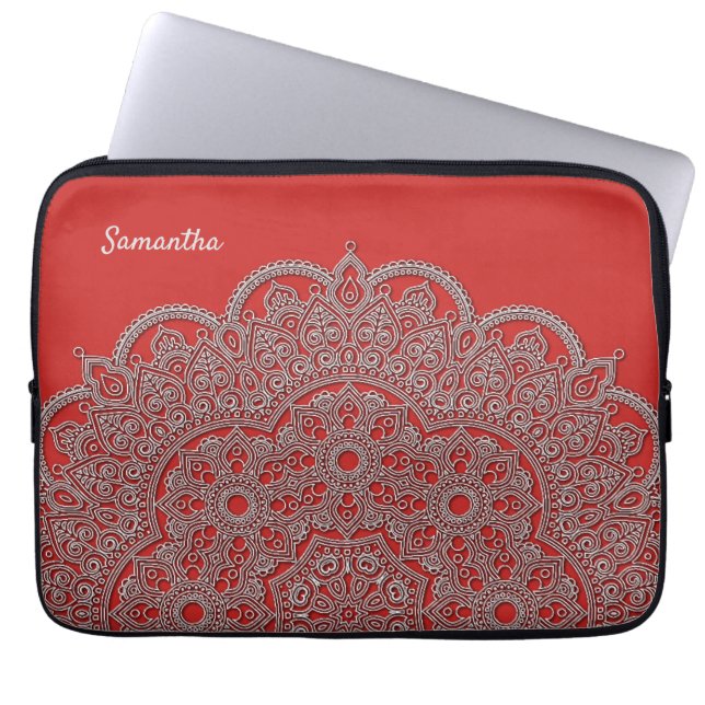 Embossed Looking White Mandala Laptop Case (Vorderseite)