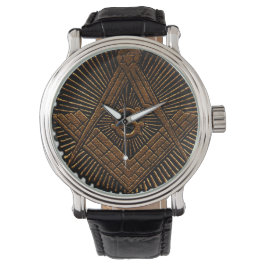 Embossed Masonic Platz und Kompass Armbanduhr