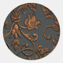 Embossed Metallic Damask, Kupfer Runder Aufkleber