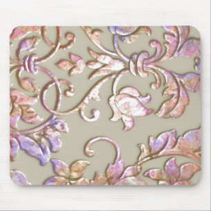 Embossed Metallic Damask Pastel Mousepad