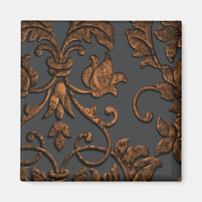 Embossed Metallic Look Damask, Kupfer Magnet (Vorne)