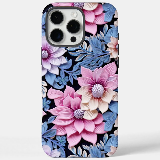 Embossed Pink Florals Case-Mate iPhone Hülle (Rückseite)