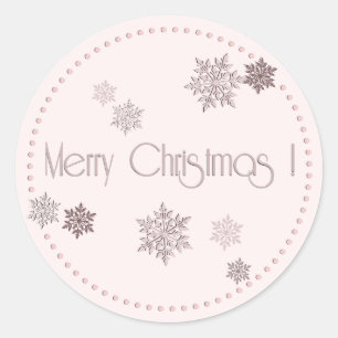 Embossed Pink Frohe Weihnachtsschneeflocken Dotted Runder Aufkleber