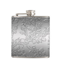 Embossed Polished Silver Rose und Tulips