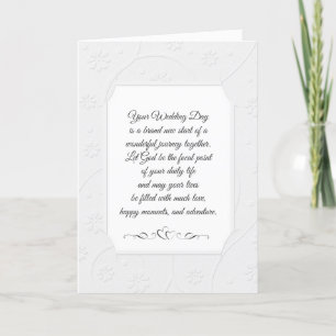 Embossed Religious Wedding White Karte
