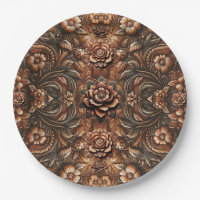 Embossed Vintage Blumenblätter Leather Look Elegan