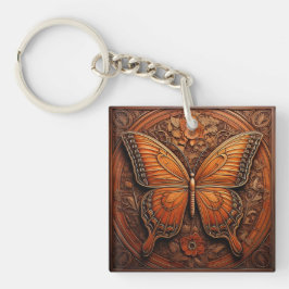 Embossed Wood Butterfly Schlüsselanhänger