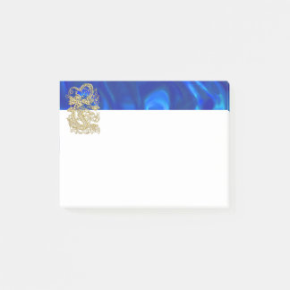 Embosses Gold Dragon auf Blue Satin Print Post-it Klebezettel