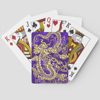 Embosses Gold Dragon auf Lila Satin Print Spielkarten