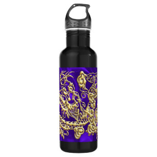 Embosses Gold Dragon auf Lila Satin Print Trinkflasche