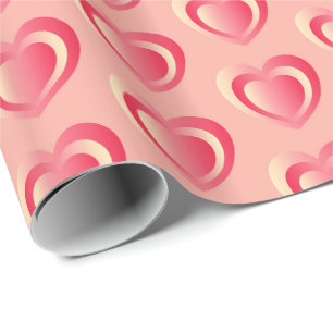 Embosses Satinherz - Korallenrosa Geschenkpapier