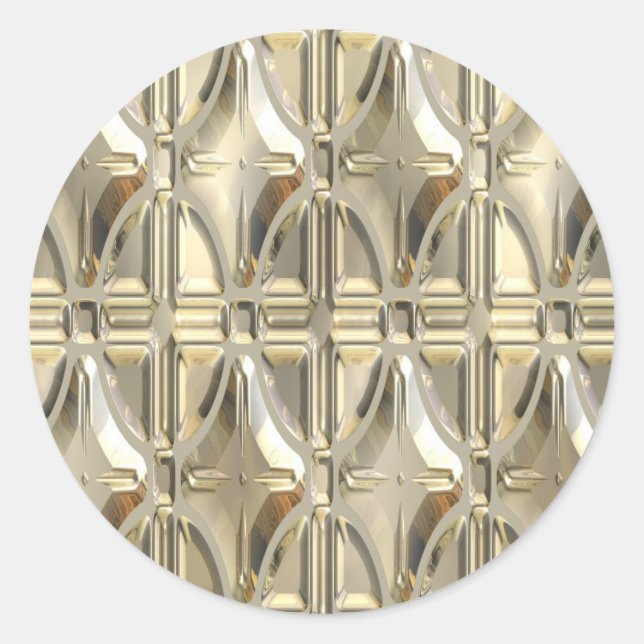 Embosses Silvery Gold Runder Aufkleber (Vorderseite)