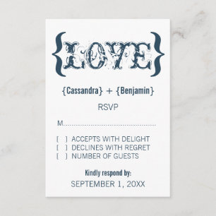 Embrac Response Card der Liebe, dunkelblau RSVP Karte