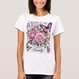 Embrace Beauty - Elegante Blumen und Schmetterling T-Shirt