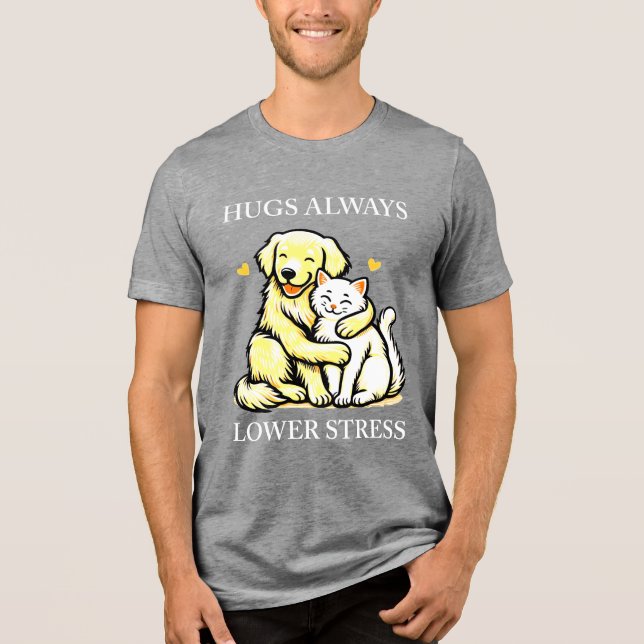 "Embrace Calm: Hugs immer unter Stress" positiv Tri-Blend Shirt (Vorderseite)
