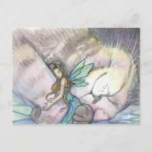 Embrace Cat and Fairy Postcard Postkarte