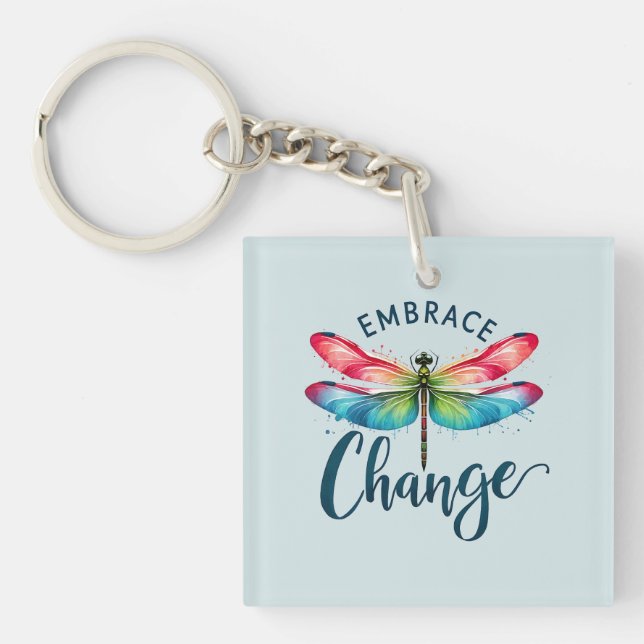 Embrace Change - Artistic Dragonfly Schlüsselanhänger (Vorderseite)