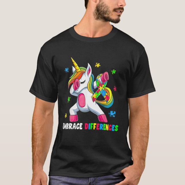 Embrace Differences Unicorn - Embrace ADHD Autism T-Shirt (Vorderseite)