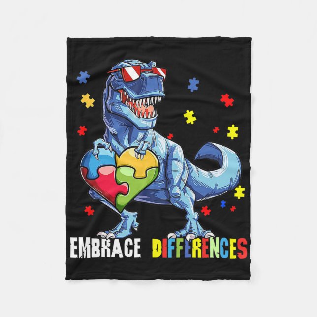 Embrace Differenzen Asd Spectrum Dinosaurier Autis Fleecedecke (Vorderseite)