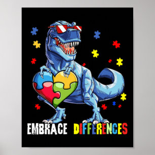 Embrace Differenzen Asd Spectrum Dinosaurier Autis Poster
