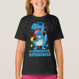 Embrace Differenzen T Rex Dinosaur Autismus Awaren T-Shirt
