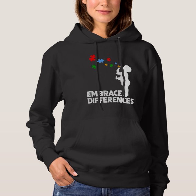 Embrace Differenzen unterstützen Autismus Bewussts Hoodie (Vorderseite)