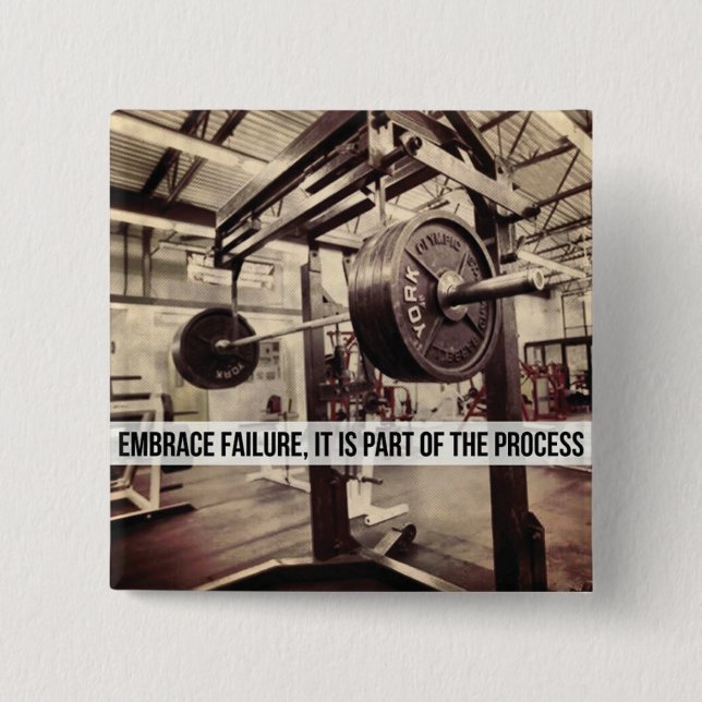 EMBRACE FEHLER. Bodybuilding Workout Motivierend Button (Vorderseite)