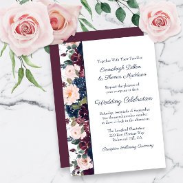 Embrace Floral Wedding | Burgundy Navy Blue Einladung
