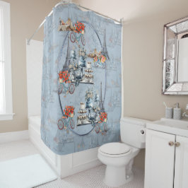 Embrace Französisch Land leben in Raffined Pale Bl Duschvorhang