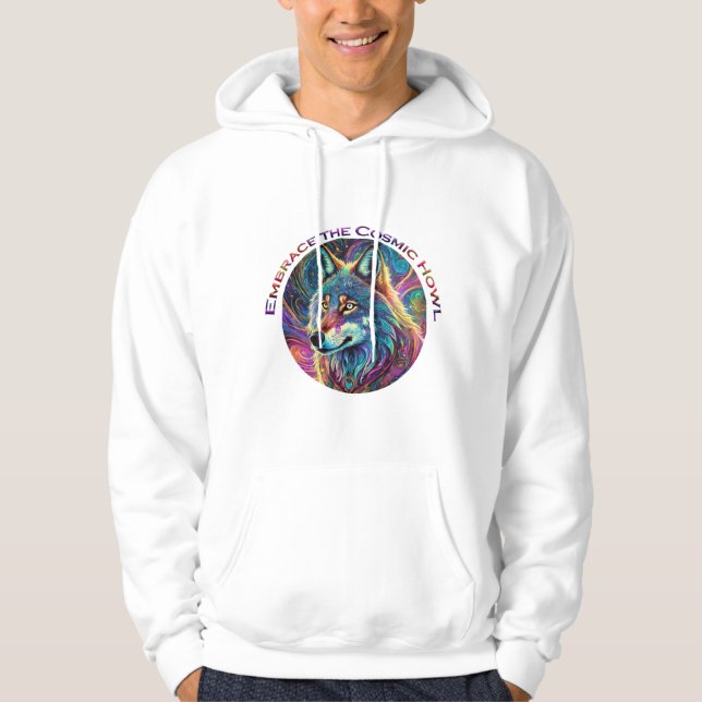 Embrace für den kosmischen Howl Wolf Hoodie (Vorderseite)