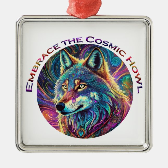 Embrace für den kosmischen Howl Wolf Ornament Aus Metall (Vorne)