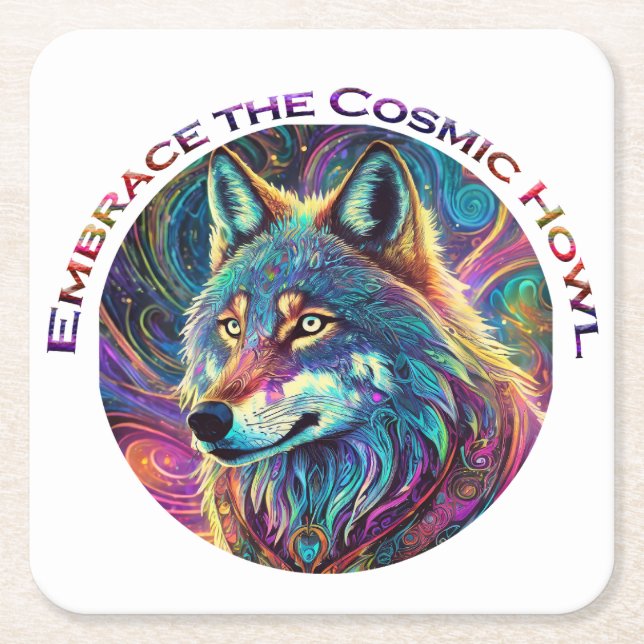 Embrace für den kosmischen Howl Wolf Rechteckiger Pappuntersetzer (Vorderseite)