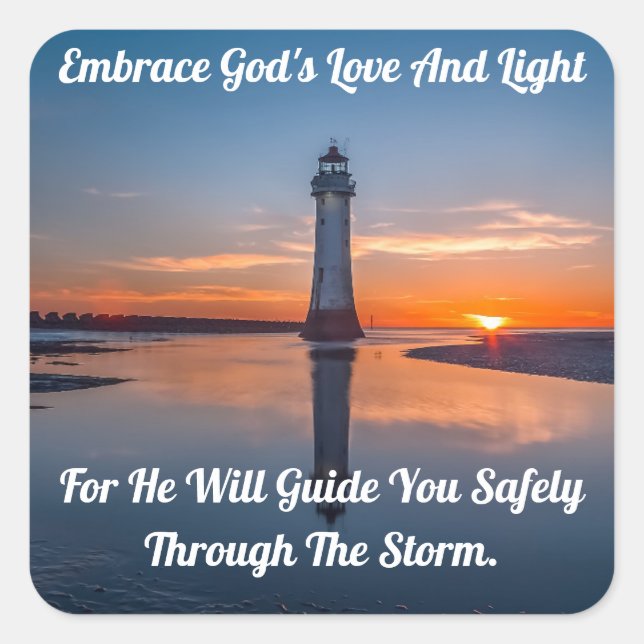 Embrace God Lighthouse Quadratischer Aufkleber (Vorderseite)