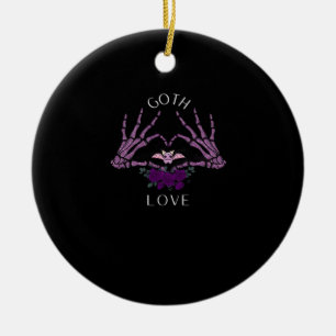Embrace Goth Skeleton Heart Keramik Ornament