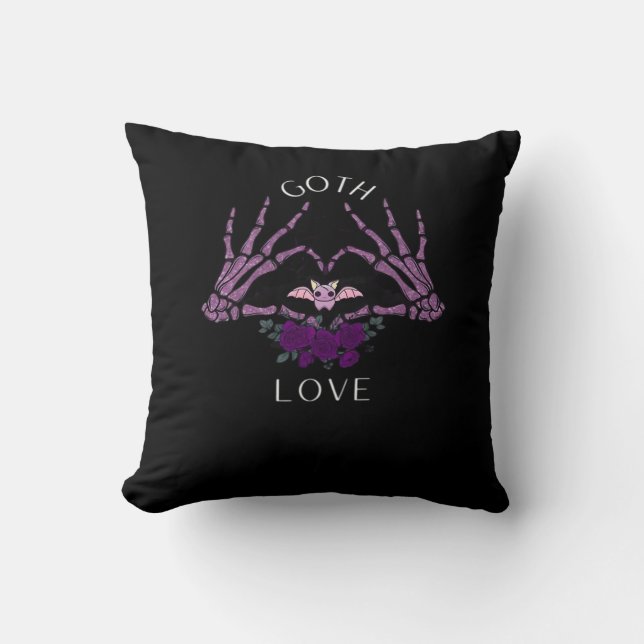 Embrace Goth Skeleton Heart Kissen (Vorderseite)